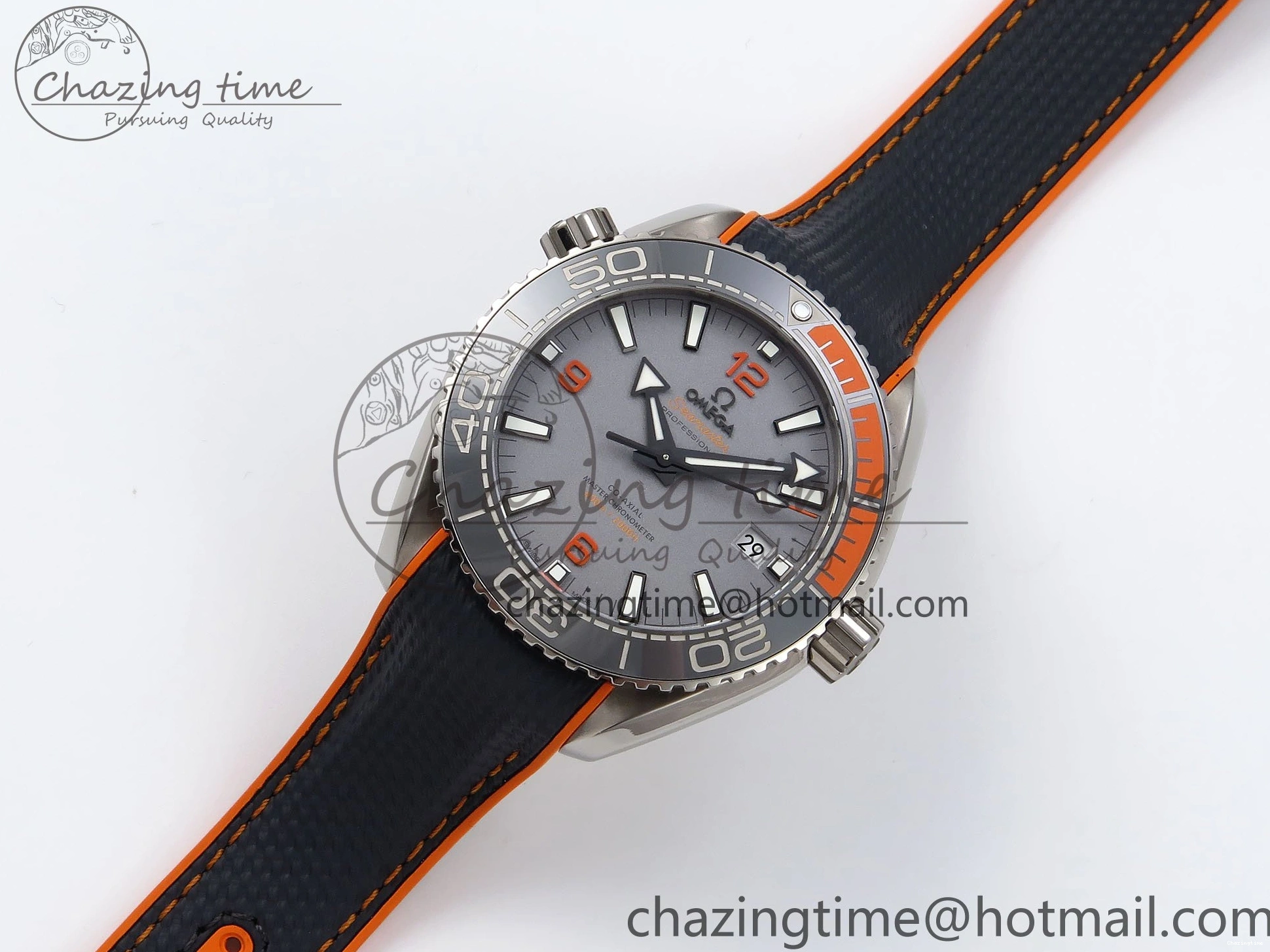 0210 Comfortable Planet Ocean 43.5mm SS VSF 1:1 Best Edition Black Orange Bezel Gray Dial on Nylon Strap A8900 Super Clone V 7730